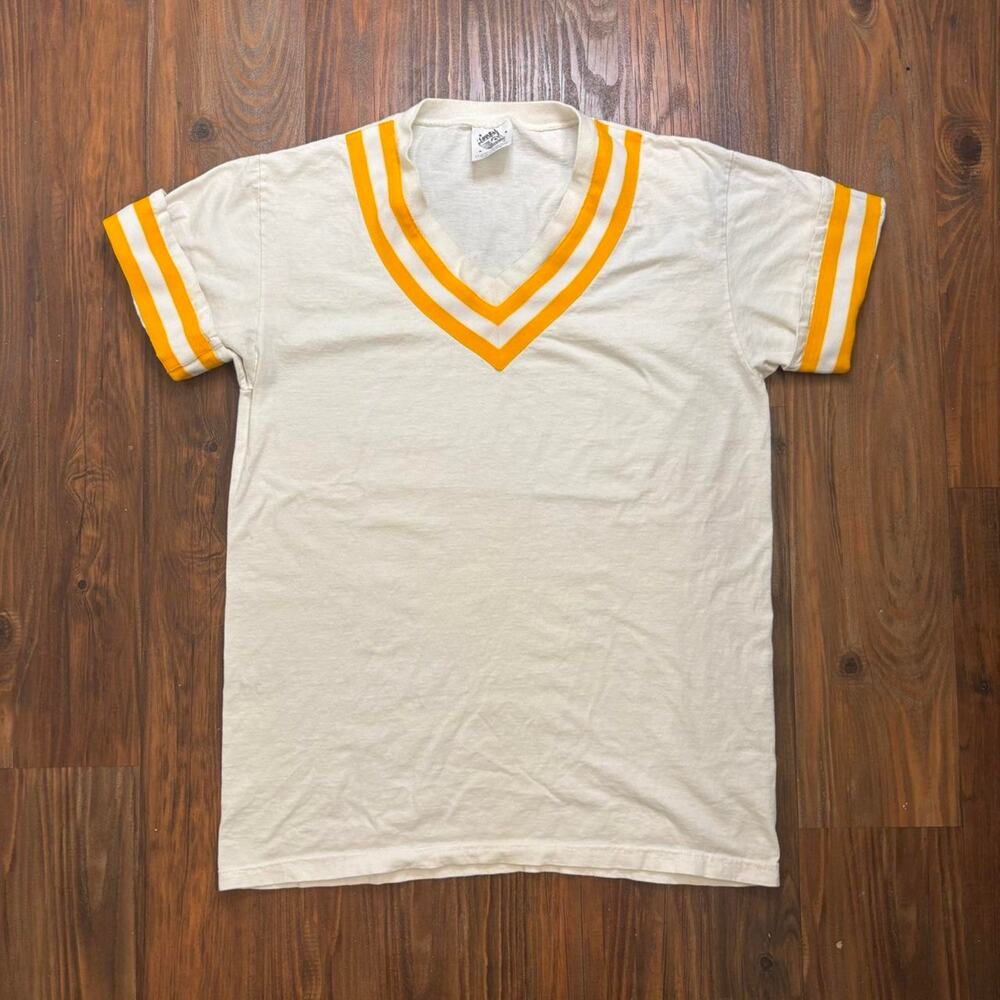 Vintage Retro White and Yellow Baseball Jersey From the 70s One Size